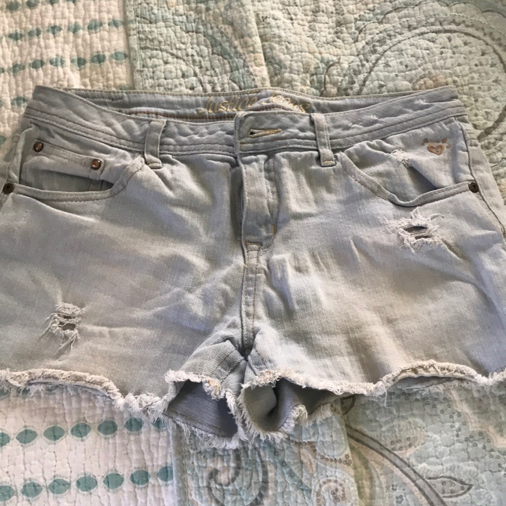 Justice light blue jean shorts
